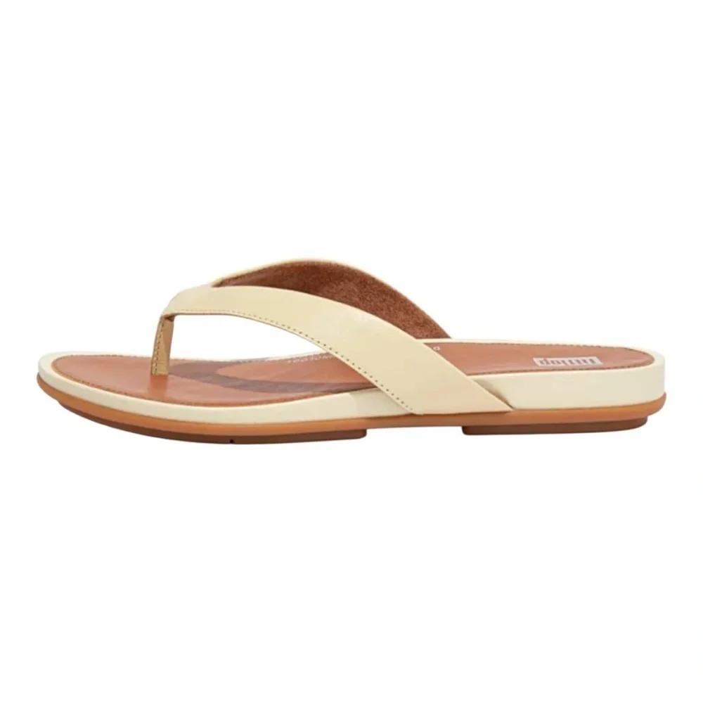 FitFlop Women's Pale Yellow Gracie Leather FLIP-Flops Sz 11